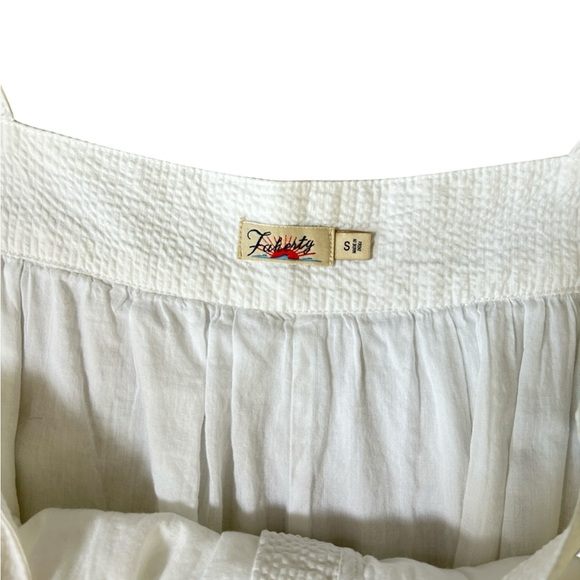 Faherty Marina Seersucker Maxi Dress White, Tiered Boho Maxi Dress, Size Small - Picture 9 of 11